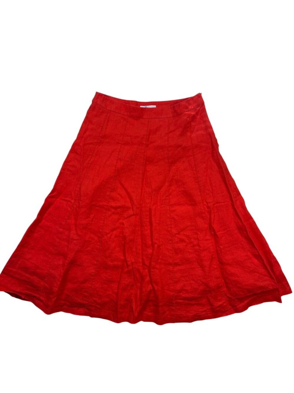 Boden 10 Women Linen A-Line Skirt Orange Midi Preppy Coastal Lined